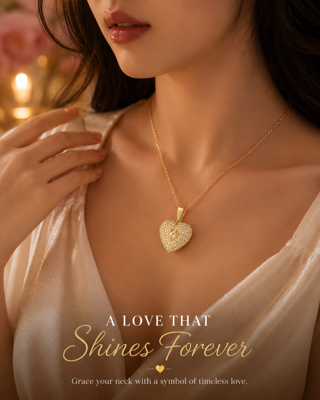 DOUBLE HEART ANGEL WINGS NECKLACE