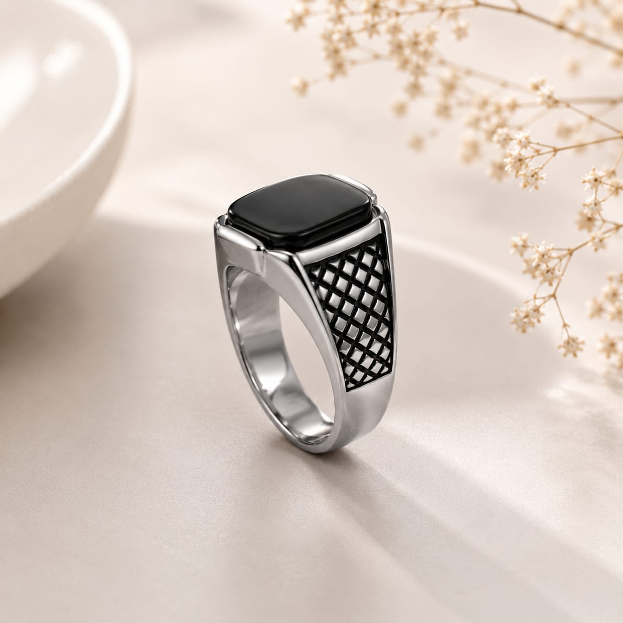 OBSIDIAN MONARCH SIGNET RING