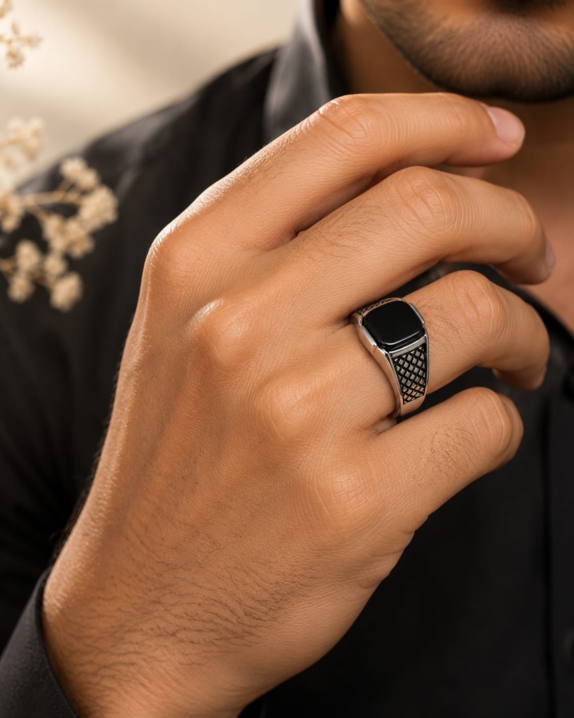 OBSIDIAN MONARCH SIGNET RING